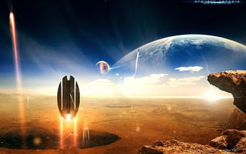 Liftoff From Fantasy Planet, fantasy planet, planets, universe, liftoff, fantasy world HD wallpaper