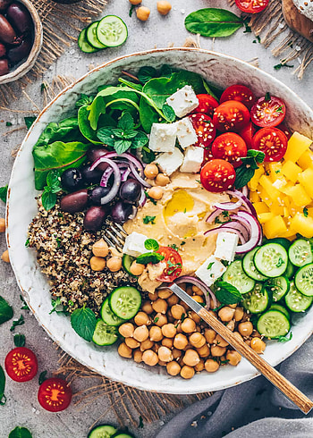 Mediterranean Buddha bowl, Quinoa HD phone wallpaper