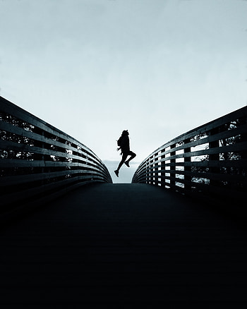 Dark, Silhouette, Fence, Bounce, Jump, Handrail, Railings HD phone wallpaper