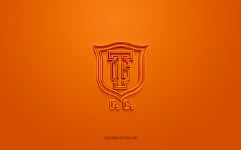 Tivoli Gardens FC, creative 3D logo, orange background, Jamaican football club, National Premier League, Kingston, Jamaica, 3d art, football, Tivoli Gardens FC 3d logo HD wallpaper