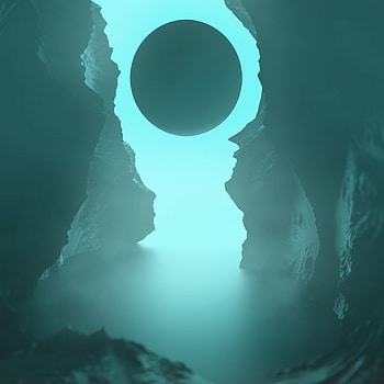 Art, Moon, Rocks, Fog HD phone wallpaper