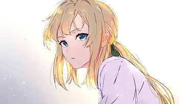 Beautiful eyes, blue, blonde, anime girl, violet evergarden HD wallpaper