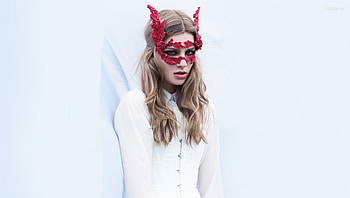 emilia, wings, white, mask, girl, angels HD wallpaper