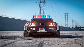 Ford Mustang Police Interceptor Rear , ford-mustang, ford, police, cgi, cars, artist, artwork, digital-art, artstation HD wallpaper