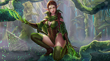 Forest Elf, Women, art, Forest, Elf HD wallpaper
