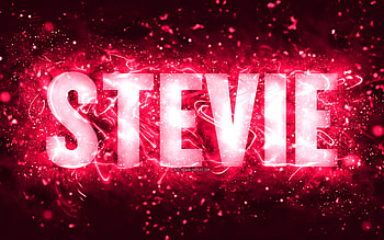 Happy Birtay Stevie, , pink neon lights, Stevie name, creative, Stevie Happy Birtay, Stevie Birtay, popular american female names, with Stevie name, Stevie HD wallpaper