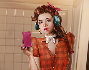 Gorgeous, redhead D.VA, fan art HD wallpaper
