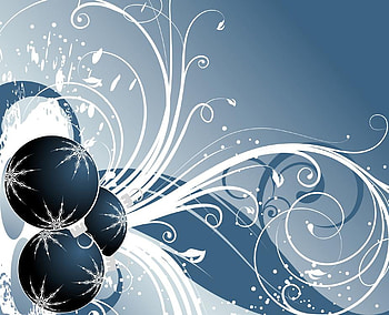 Xmas baubles, blue tones, swirls, christmas, baubles, ornaments, whirls, xmas HD wallpaper