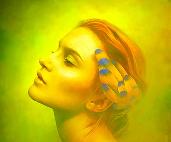 Anna In Color, style, color, girl, fantasy, wing, abstract, cg, portrait, face, hair, eye, anna, female HD wallpaper