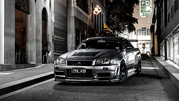 Monochrome, Nissan Skyline R34 HD wallpaper