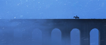 Walking With Horse On Bridge , alone, horse, artist, artwork, digital-art, artstation HD wallpaper