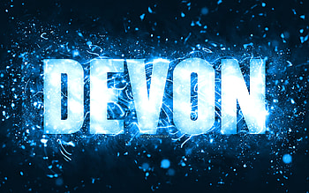 Happy Birtay Devon, , blue neon lights, Devon name, creative, Devon Happy Birtay, Devon Birtay, popular american male names, with Devon name, Devon HD wallpaper