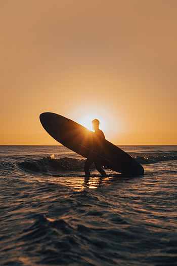 Sports, Sunset, Waves, Serfing, Silhouette, Surfer HD phone wallpaper