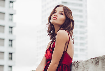 Stunning Model Outdoors Wearing Red Dress, girls, model, outdoors, red-dress HD wallpaper