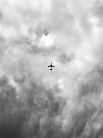 Clouds, Miscellanea, Miscellaneous, Bw, Chb, Plane, Airplane, Bottom View HD phone wallpaper