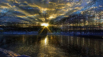 Frost sunrise, rays, winter, rays of light, scene, sunlight, landscape, , sunrise, lake, dawn, , nature, forest, ice, sunset HD wallpaper