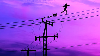 Walking On Power Lines, artist, artwork, digital-art HD wallpaper