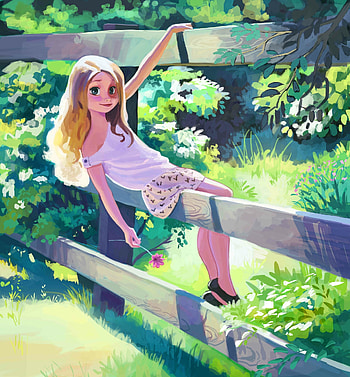 Girl, Art, Summer, Fence, Stroll HD phone wallpaper