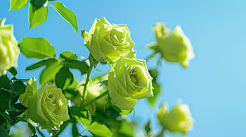 Green roses under blue sky, green, rose, sky, flower HD wallpaper