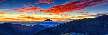 Mount Fuji, clouds, sunset, panaromic HD wallpaper
