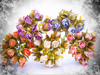 For everyone, blue, purple, pink, white, coral, bouquets, roses, clouds HD wallpaper