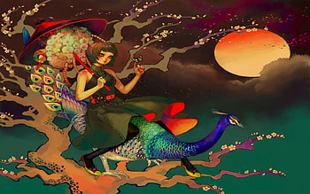 ★SURFING PARADISE★, umbrella, colors, wonderful, charm, artistic, animals, trees, peacock, female, sweet, art, other, eyes, paintings, pretty, face, hair, lovely, cherry blossoms, Paradise, cute, Fantasy, butterfly, lips, Surfing, beautiful, Japanese Girl, love, cool, girls, flowers, women, splendor HD wallpaper