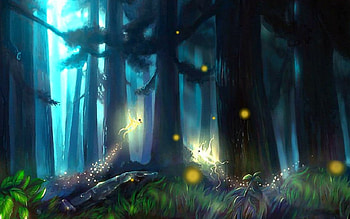 Fantasy forest, night, trees, fantasy, forest HD wallpaper