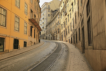 Lisbon streets, Cobblestone roads, City lights, Travel graphy HD wallpaper