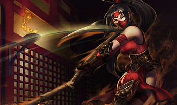 ninja, babe, sword, asian, red, hot, fight HD wallpaper