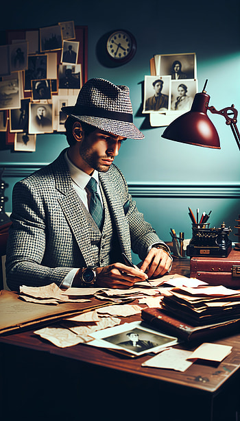 Classic Detective Vibes: Your Stylish , vintage, graphy, desk, hat HD phone wallpaper