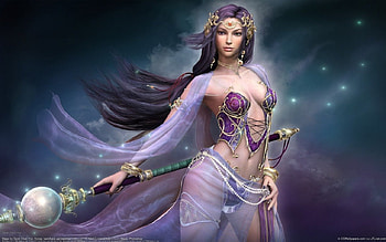 Violet wizard, wizard, magic, woman, violet HD wallpaper
