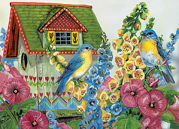 Summer, painting, art, bird, pictura, house, vara HD wallpaper