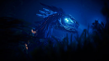 Dragon Dark Blue Background Horizon Forbidden West HD wallpaper