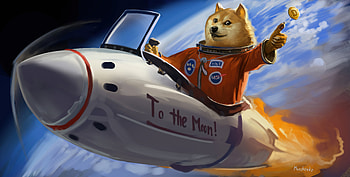 Doge To The Moon, dogecoin, currency, crypto, deviantart HD wallpaper