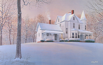 dawnlights, winter, country, snow, house HD wallpaper