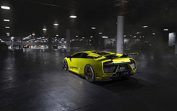 Lamborghini Murcielago, LP640, , rear view, green supercar, green Murcielago, Italian sports cars, Lamborghini HD wallpaper