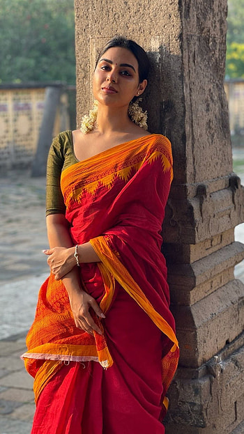 Samyukta menon, chidambaram, saree beauty HD phone wallpaper