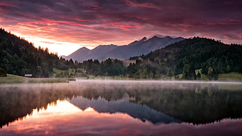 Sunset On Lake, sunset, nature, lake HD wallpaper