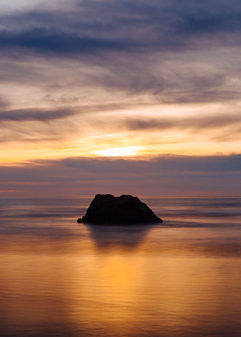Nature, Sunset, Rock, Horizon, Ocean HD phone wallpaper