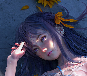 Girl, face, li wei natsu, art, fantasy HD wallpaper