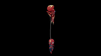Chibi Iron Man And Spiderman, iron-man, spiderman, superheroes, artwork, artist HD wallpaper