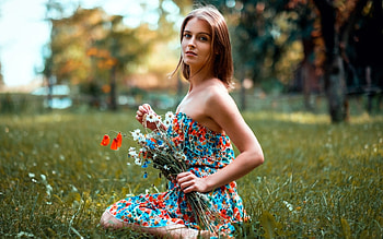 Summer Girl, summer, meadow, girl, flowers HD wallpaper