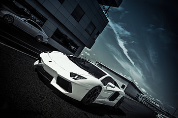 Aventador, Windows, Sky, Clouds, Lamborghini, Cars, Building, Road, Markup, Side View, Lp700-4 HD wallpaper