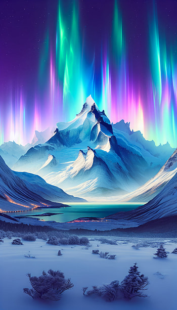 Aurora Over Snowy Mountain Peak, Snowy Mountain, aurora borealis, mountain, landscape, Night Sky HD phone wallpaper