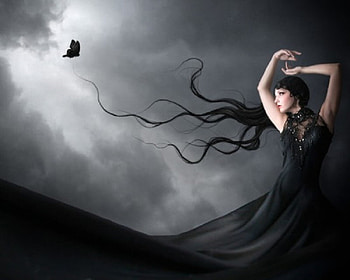 Chaos Butterfly, artwork, butterfly, fantasy, female HD wallpaper