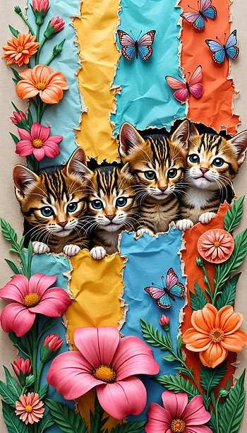 Cute Kittens : A Delightful Feline Escape, cute, cat, cute cat, kitten, flower HD phone wallpaper