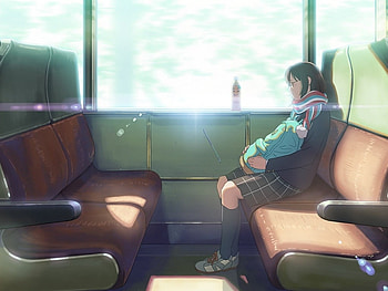 Waiting for my stop, Detailed, Anime, Female, Bus interior, Girl, Beautiful, Anime art, Beautiful anime art, Anime girl, Water bottle HD wallpaper