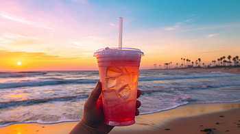 Sundown Slurpee Delight - Beach Sunset, food, Slurpee HD wallpaper