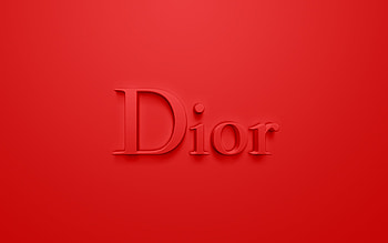 Dior logo, Red background, Graphic design, Artistic representation HD wallpaper