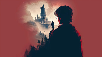 Enigmatic Harry Potter Silhouette and Hogwarts Castle, Harry Potter HD wallpaper